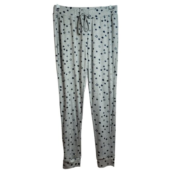 Lucky Brand 2 Piece Pajama Set Blue Gray Small Short Sleeve Top Long Pants Stars - Picture 5 of 10